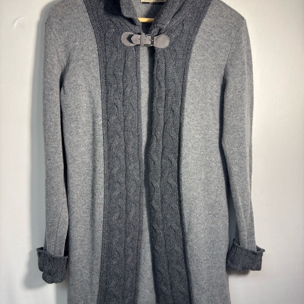 Italian Wool Blend Gray Women's Cardigan Sweater‎ Medium